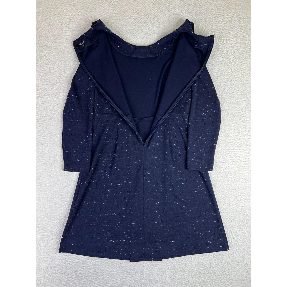 Madewell Womens 4 Blue Knit Fit & Flare Dress Long‎ Sleeve Pleated E6044 - Picture 3 of 11